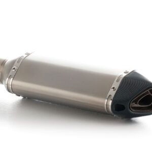 PONTEIRA DE ESCAPE MOTO CINZA/GREY *TITÂNIO+END CARBON* 37 cm *71-062A